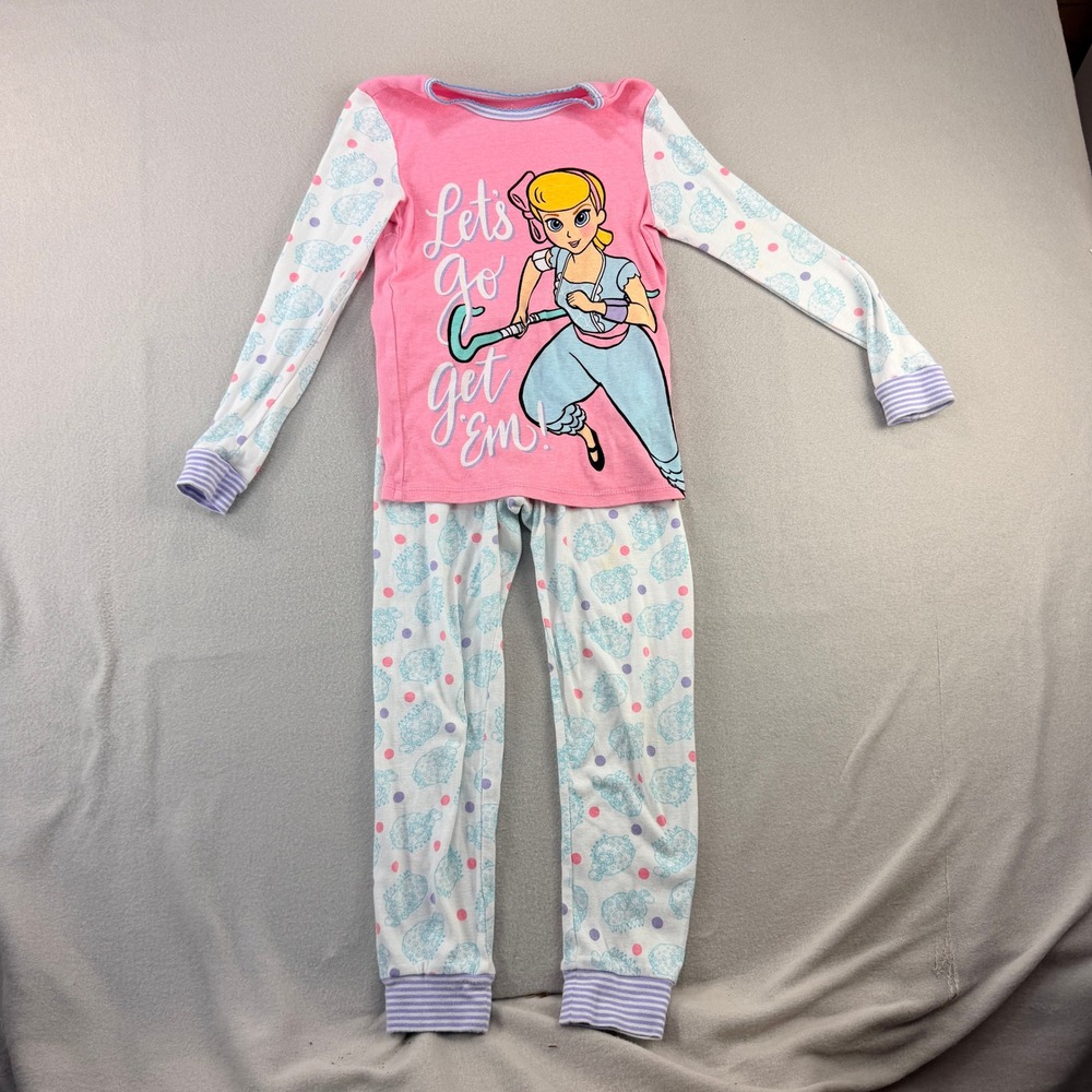 Disney Toy Story 4 Bo Peep Pink Snug Fit Pajama Set Kids Size 7 Long Sleeve PJs